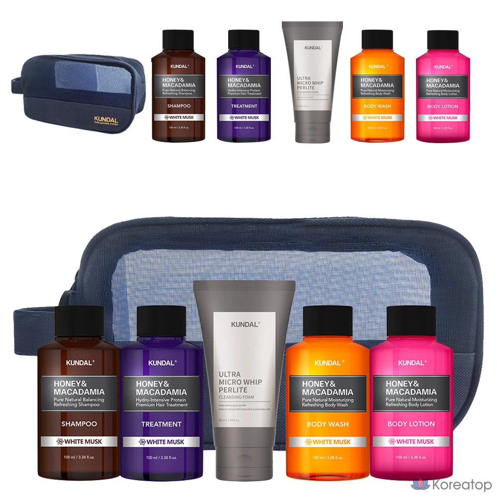 Набор для ухода Kundal Travel Kit 5-piece Set Type B (включая пенку для умывания), аромат White Musk, 2 шт.