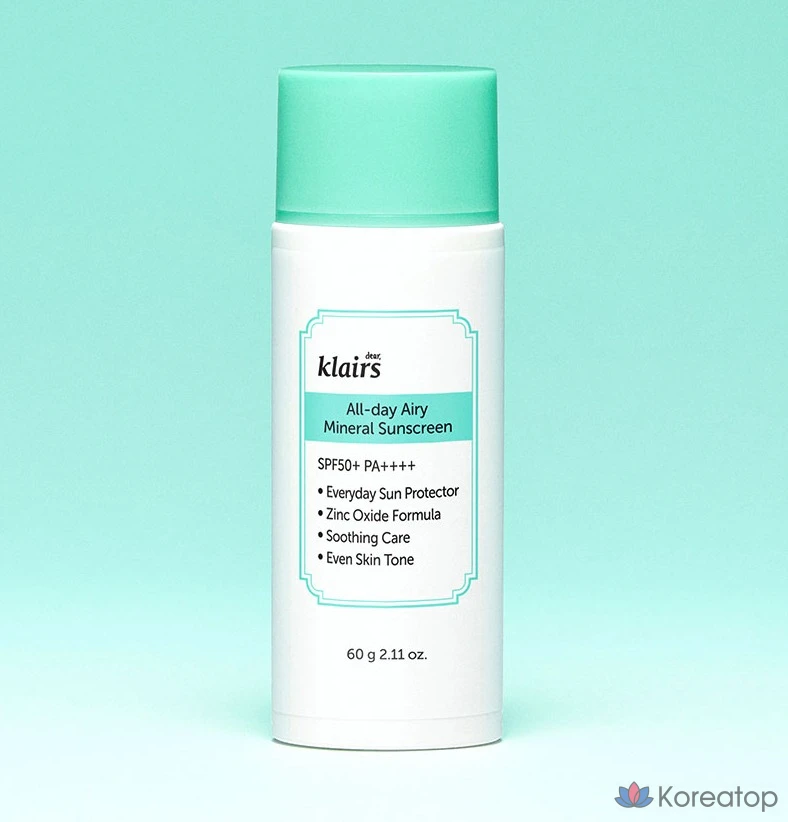 Солнцезащитный крем Dear, Klairs All Day Airy UV Shield SPF50+ PA++++, 60 г, 1 шт.