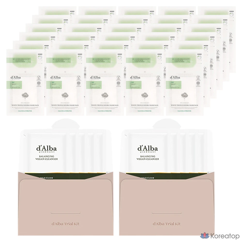Набор для ухода d'Alba White Truffle Double Soothing Moisture Mask 20p + Balancing Vegan Gel Cleanser 3ml x 5p Set, 2 шт.