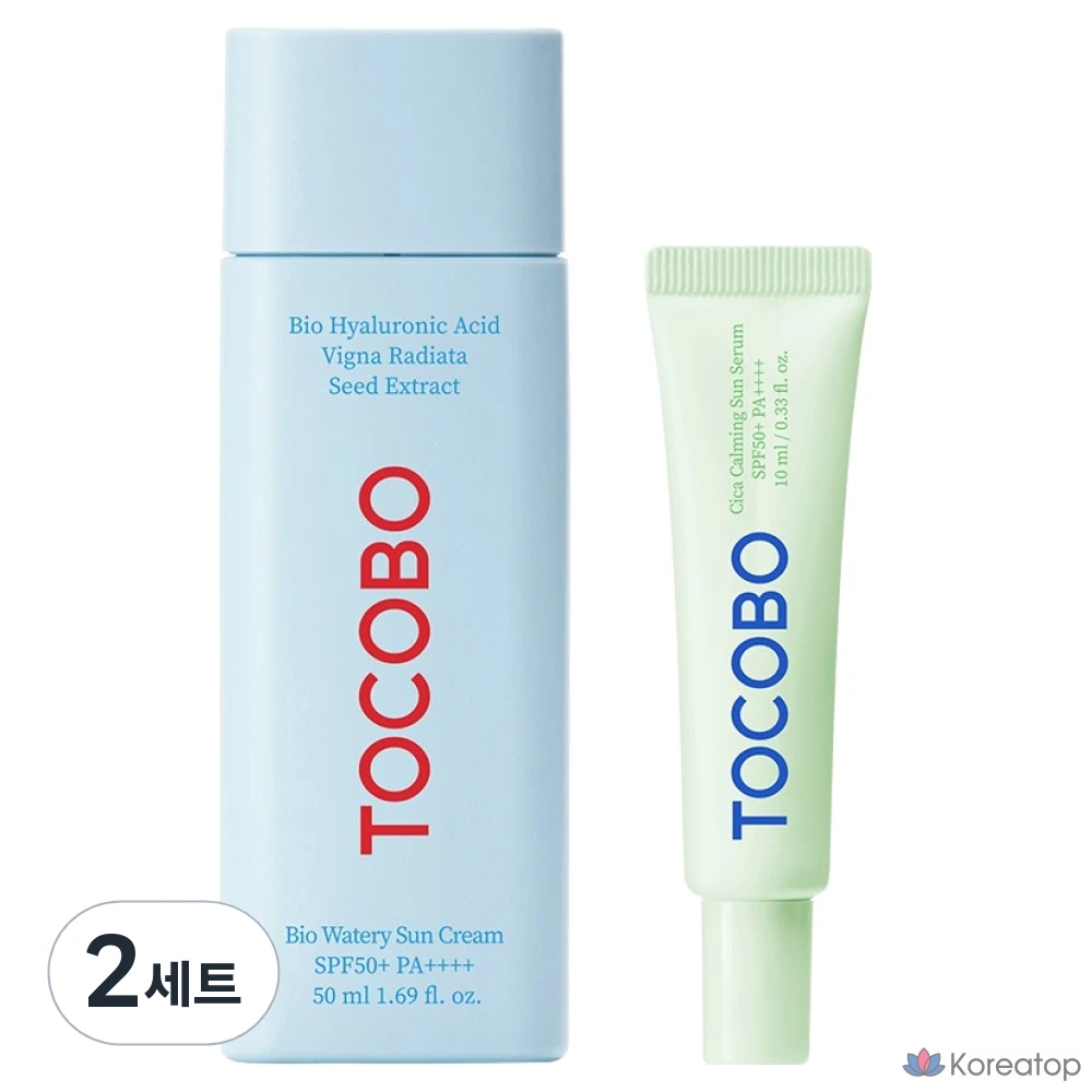 Набор для ухода Tocobo Bio Watery Sun Cream + Cica Calming Sun Serum SPF50+ PA++++ 2-piece Set, 50 мл + 10 мл, 2 шт.