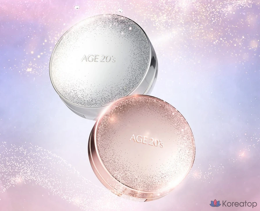 Пудра-компакт AGE 20S Essence Cover Pact Sparkle Case + Refill, оттенок 21 White Beige, 12.5 г x 2 шт. + 10 мл x 4 шт., 1 шт.