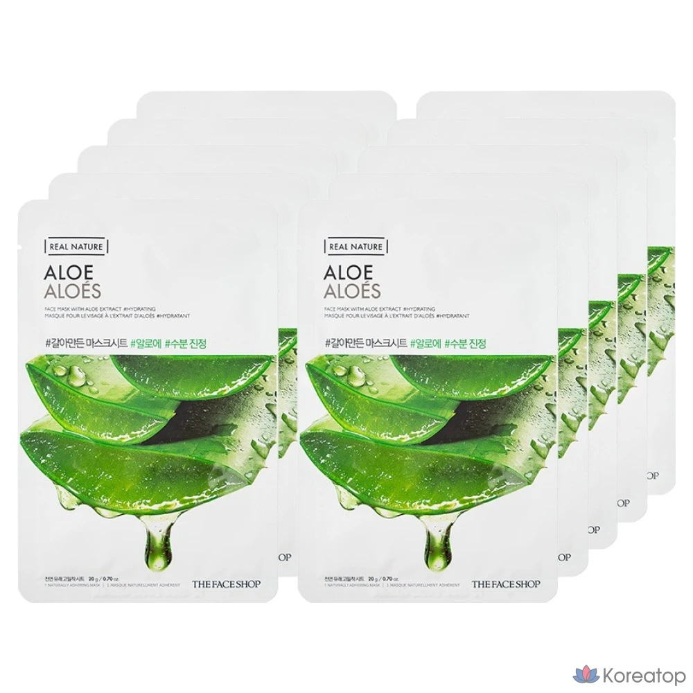 Тканевая маска для лица The Face Shop Grinded Mask Sheet Aloe, 10 шт.