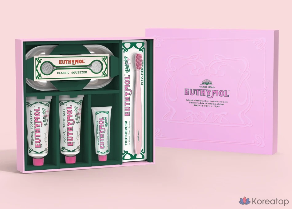 Набор для ухода Euthymol Whitening TM (Зубная паста 2 шт. + Зубная щетка Pink + Сквизер + Трей), 106 г, 3 шт., фото 2