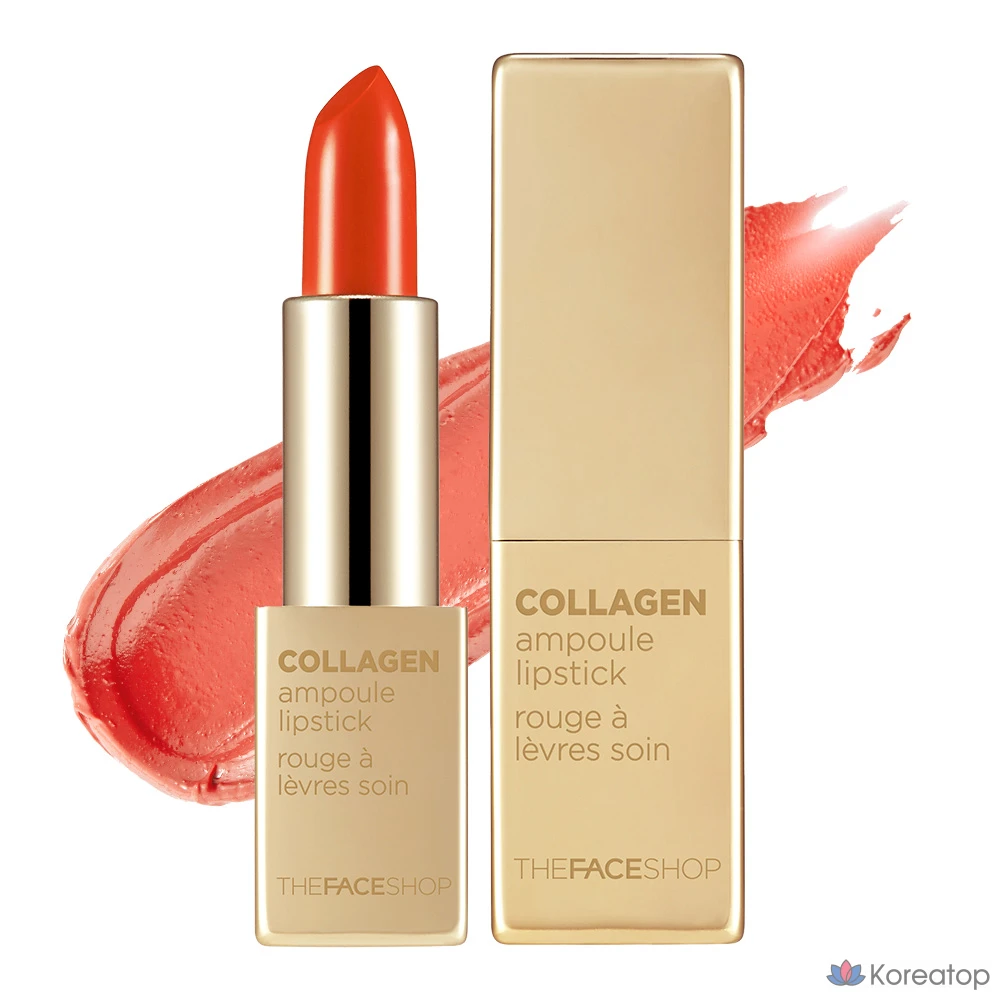 Губная помада The Face Shop Collagen Ampoule Lipstick, оттенок 10 Orange Blast, 3.5 г, 1 шт.