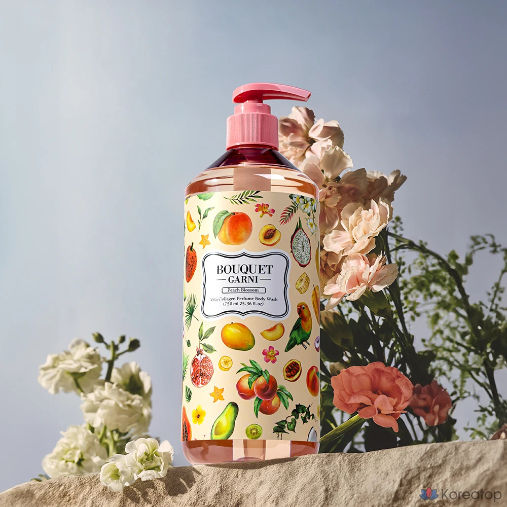 Гелевое средство для душа Bouquet Garni Vita Collagen Perfume Body Wash, оттенок Peach Blossom, 750 мл, 1 шт.