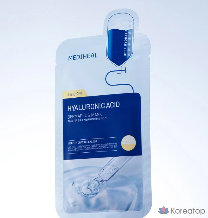 Тканевая маска для лица MEDIHEAL Derma Plus Low Molecular Hyaluronic Acid Mask, 10 шт.