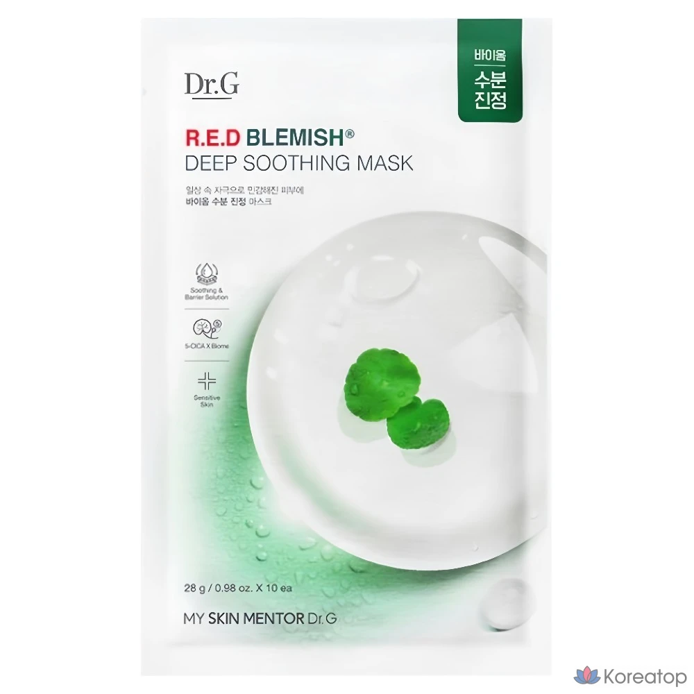 Успокаивающая маска для лица Dr. G Red Blemish Deep Soothing Mask, 280 г, 10 шт.