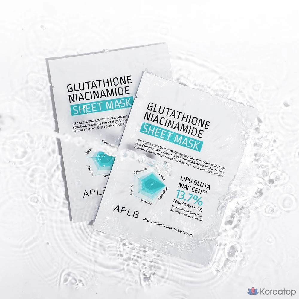 Тканевая маска для лица APLB Glutathione Niacinamide Sheet Mask, 40 шт., фото 3