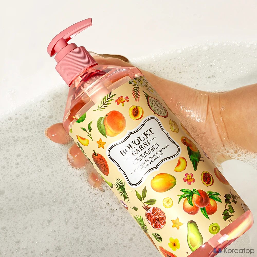Гелевое средство для душа Bouquet Garni Vita Collagen Perfume Body Wash, оттенок Peach Blossom, 750 мл, 1 шт.