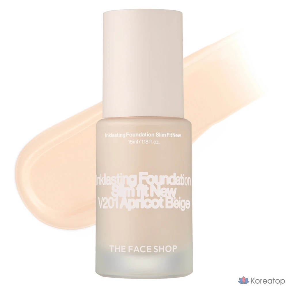 Фундация The Face Shop Ink Lasting Foundation Slim Fit New, оттенок V201 Apricot Beige, 15 мл, 1 шт.