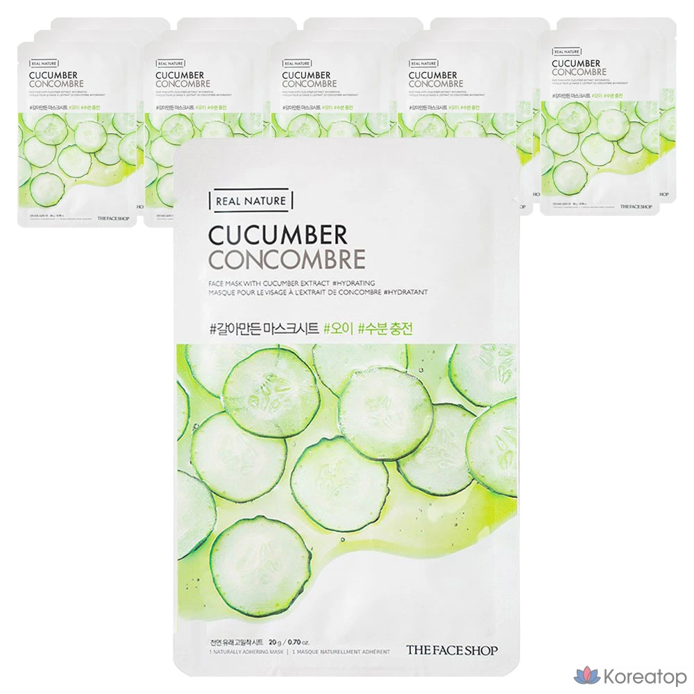 Тканевая маска для лица The Face Shop Real Nature Mask Sheet Cucumber, 15 шт.