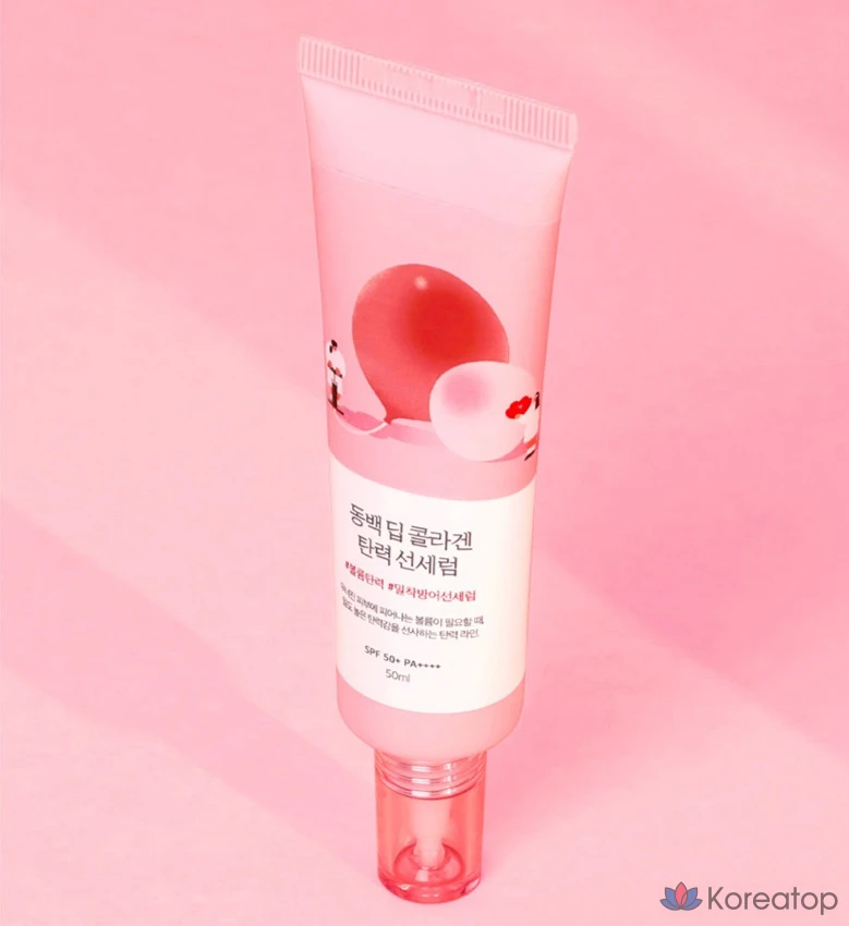 Солнцезащитный крем-сыворотка Round Lab Camellia Deep Collagen Elasticity Sun Serum SPF50+ PA++++, 50 мл, 1 шт.