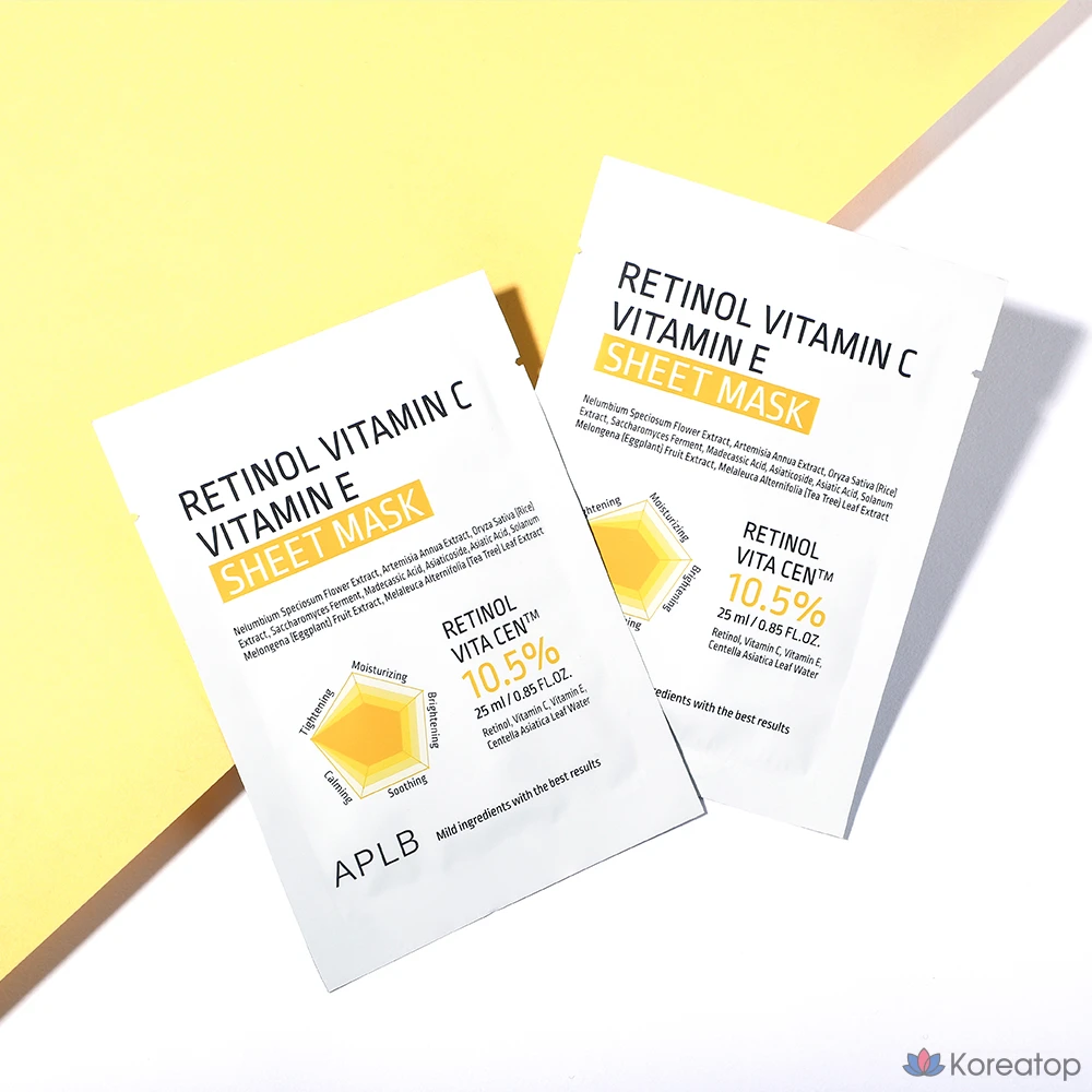 Тканевая маска для лица APLB Retinol Vitamin C Vitamin E Sheet Mask, 60 шт., фото 3