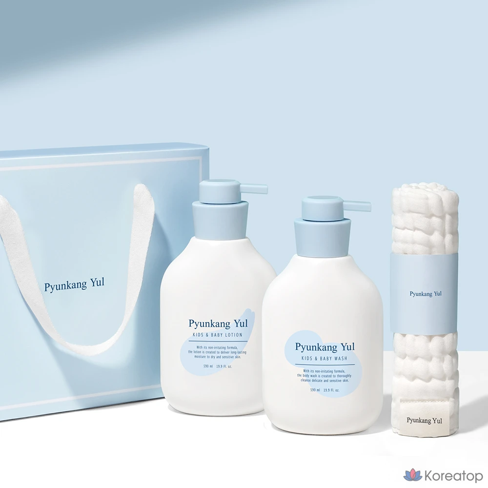 Набор для ухода Pyunkang Yul Kids & Baby Line 3-piece Set (Lotion + Wash + Gauze), 590 мл, 3 шт., фото 6