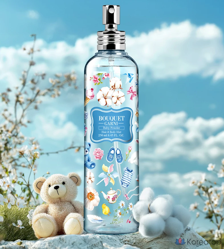 Парфюмированный спрей для тела и волос Bouquet Garni Fragranced Hair & Body Mist Baby Powder, 250 мл, 1 шт., фото 3