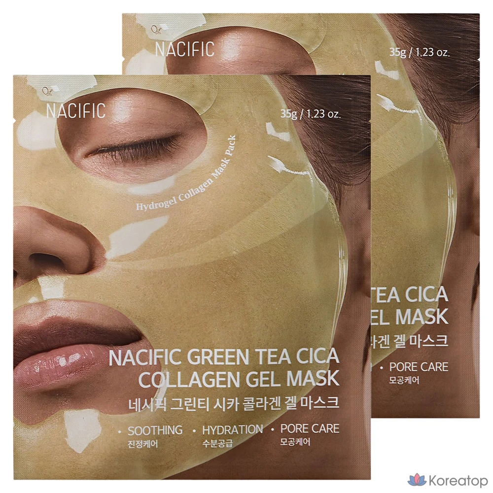 Тканевая маска для лица NACIFIC Green Tea Cica Collagen Gel Mask, 2 шт.