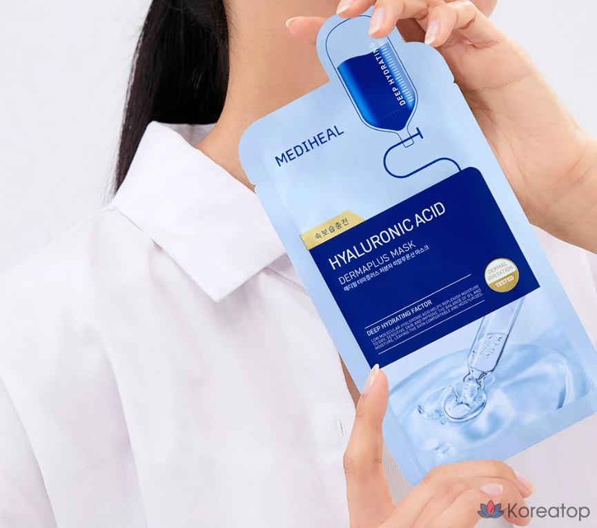 Тканевая маска для лица MEDIHEAL Derma Plus Low Molecular Hyaluronic Acid Mask, 10 шт.