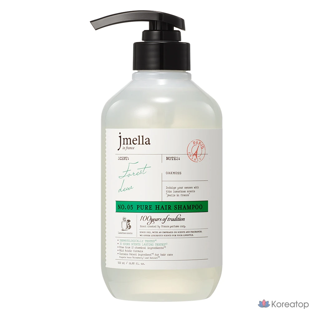 Шампунь-парфюм для волос Jmella In France Pure Forest Dew Hair Perfume Shampoo, аромат Aromatic Green, 500 мл, 1 шт.