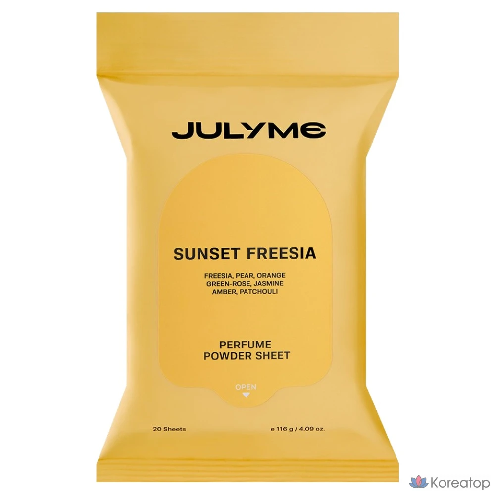 Пудра для тела JUL7ME Perfume Powder Sheet Sunset Freesia, 116 г, 20 шт.