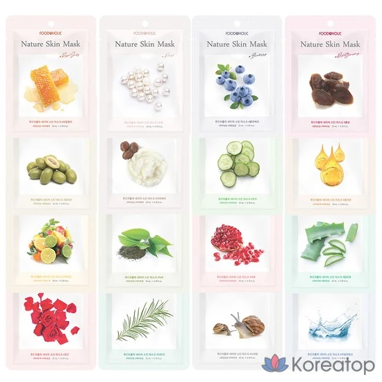 Тканевая маска для лица FoodaHolic Natureskin Mask, оттенок Green Tea, 100 шт.