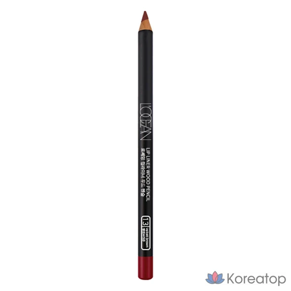 Карандаш для губ Heartpercent Wood Pencil Lip Liner, оттенок 13 Velvet Brown, 4 x 150 мм, 1 шт.