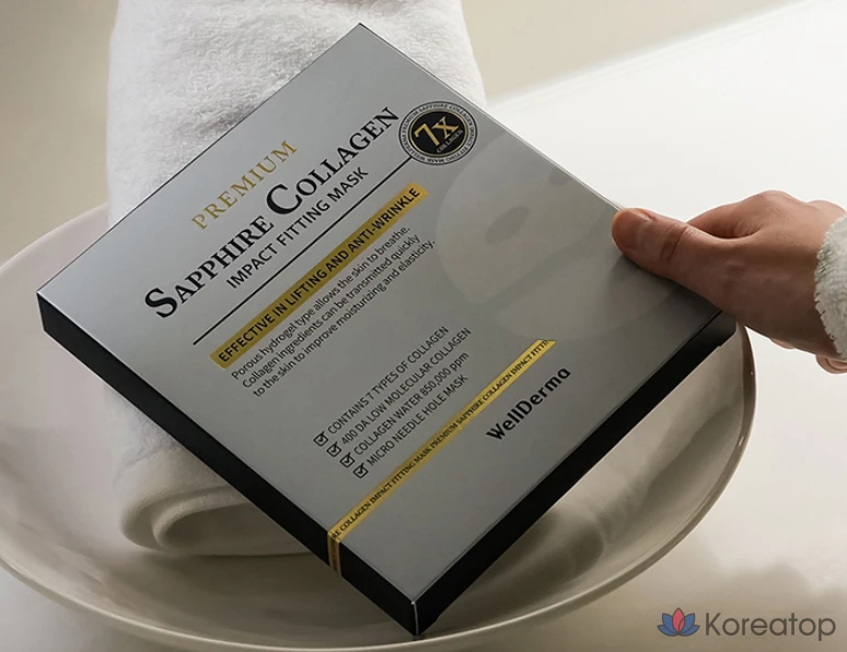 Тканевая маска для лица WellDerma Premium Sapphire Collagen Impact Fitting Mask, 25 г, 4 шт.