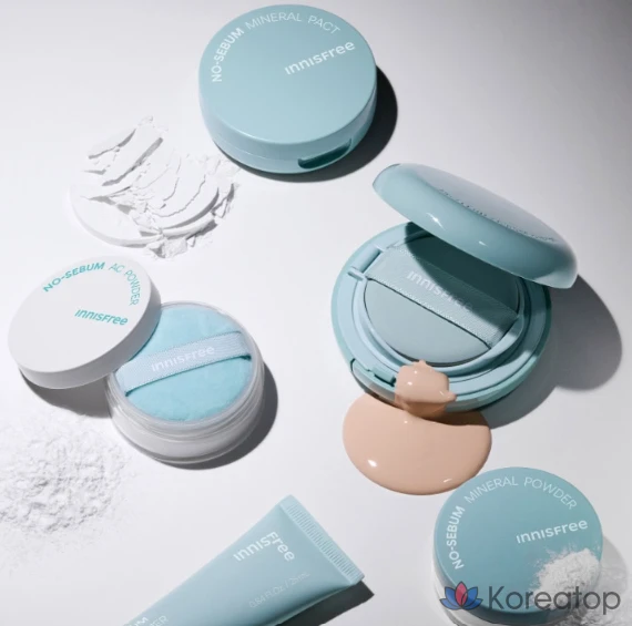 Кушон-пудра Innisfree No Sebum Powder Cushion Refill SPF35 PA++, оттенок 21C Rose Vanilla, 14 г, 1 шт., фото 9