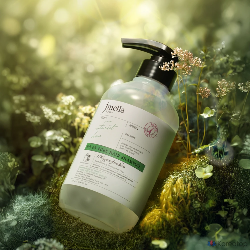 Шампунь-парфюм для волос Jmella In France Pure Forest Dew Hair Perfume Shampoo, аромат Aromatic Green, 500 мл, 1 шт.