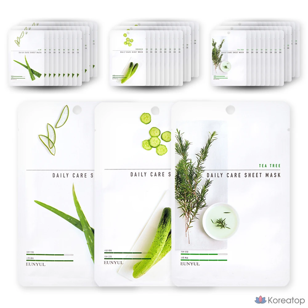 Тканевая маска для лица Eunyul Daily Care Sheet Mask (Aloe + Cucumber + Tea Tree), 30 шт.