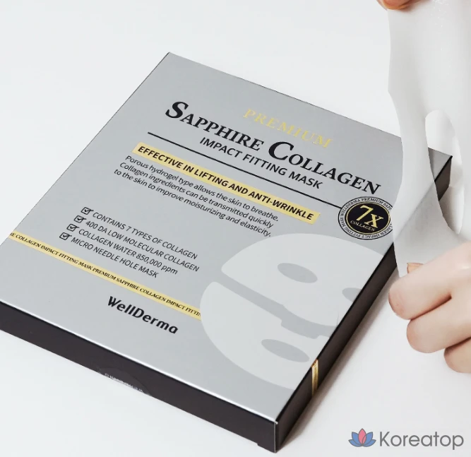 Тканевая маска для лица WellDerma Premium Sapphire Collagen Impact Fitting Mask, 25 г, 4 шт.