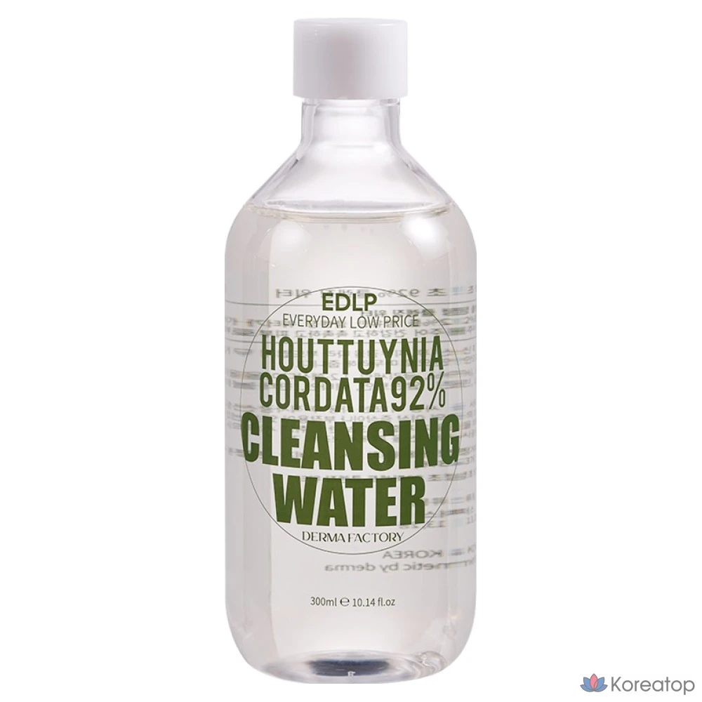 Очищающий мицеллярный тонер Derma Factory EDLP Houttuynia Cordata 92% Low pH No-Wash Micellar Cleansing Water, 300 мл, 1 шт.
