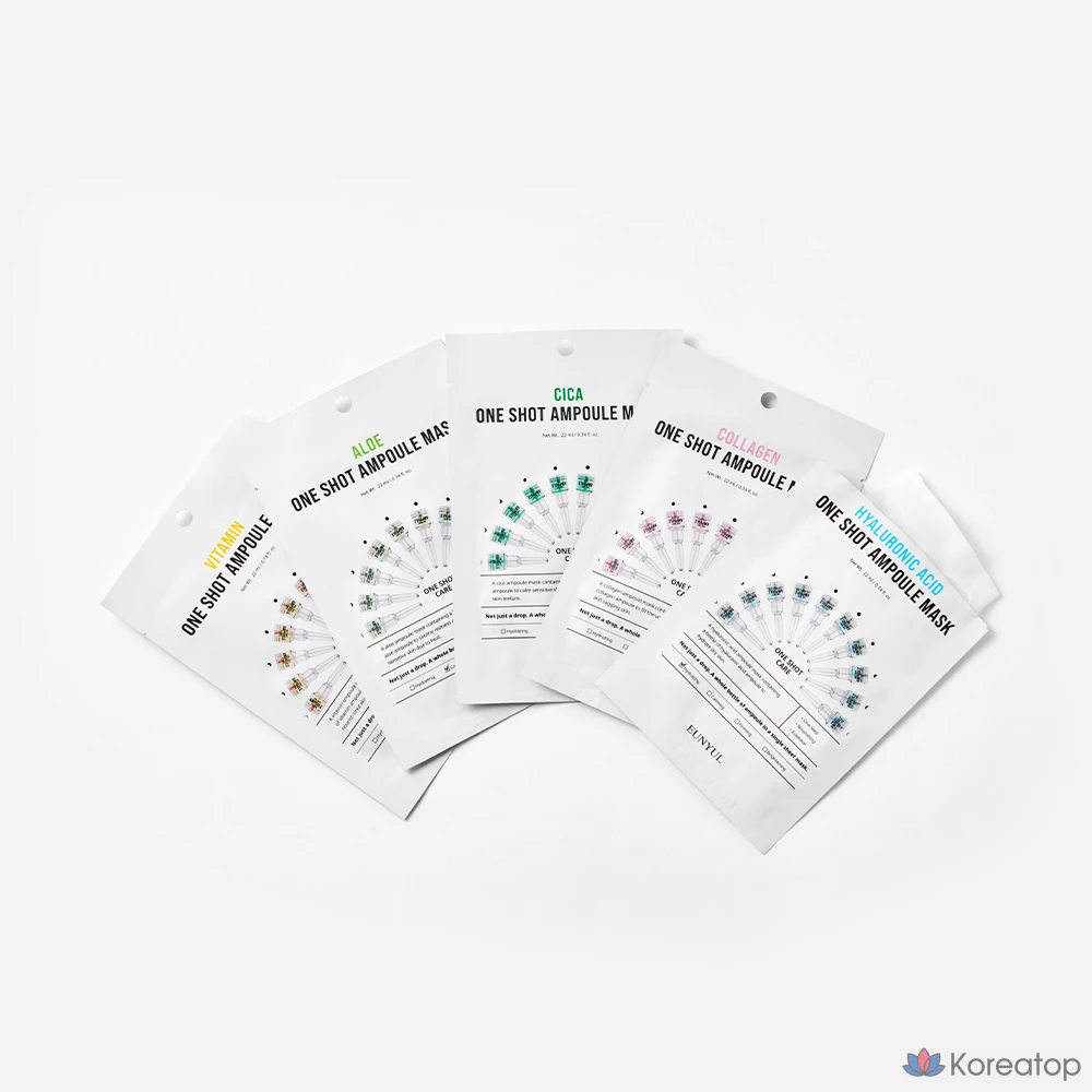 Тканевая маска для лица Eunyul One Shot Ampoule Mask Pack 5 Types x 10p Set, 50 шт.