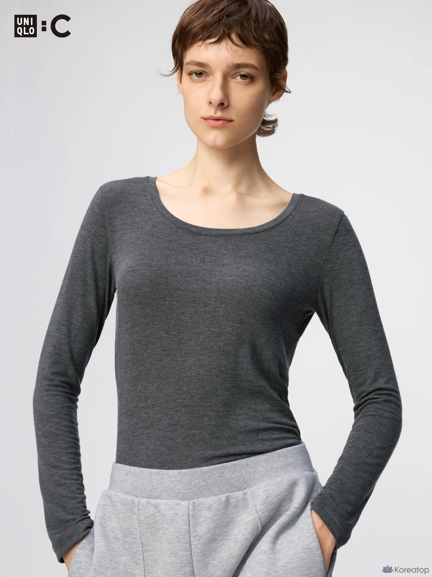 Футболка с длинным рукавом Uniqlo Heattech Cashmere Blend U-Neck Extra Warm
