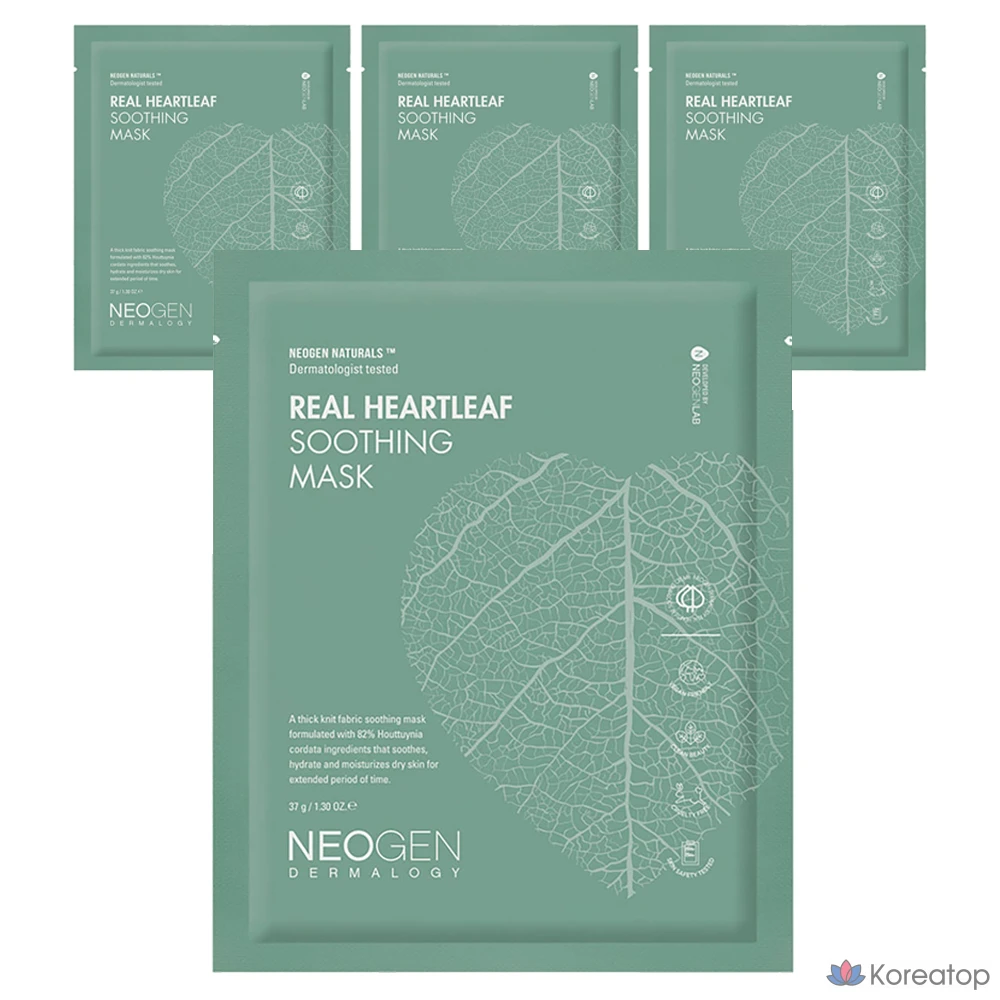 Тканевая маска для лица Neogen Real Heartleaf Soothing Mask, 4 шт.