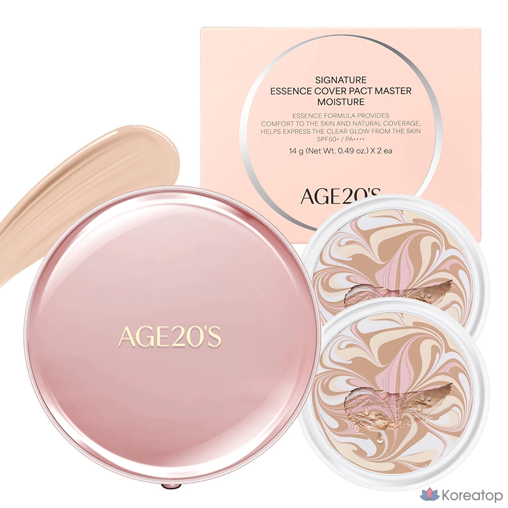 Кушон AGE 20's Signature Essence Cover Foundation Pact Master Moisture, оттенок 21, 14 г, 2 шт.