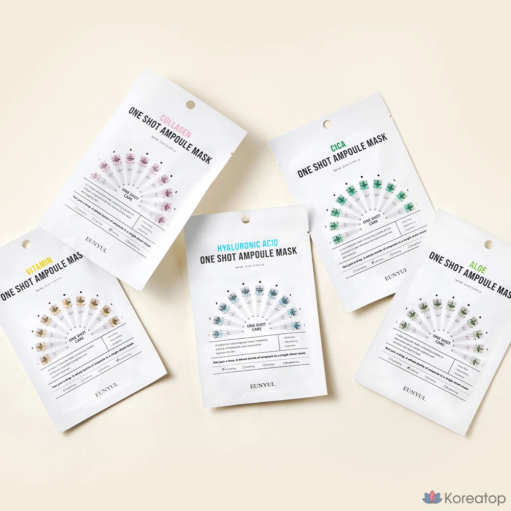 Тканевая маска для лица Eunyul One Shot Ampoule Mask Pack 5 Types x 10p Set, 50 шт.