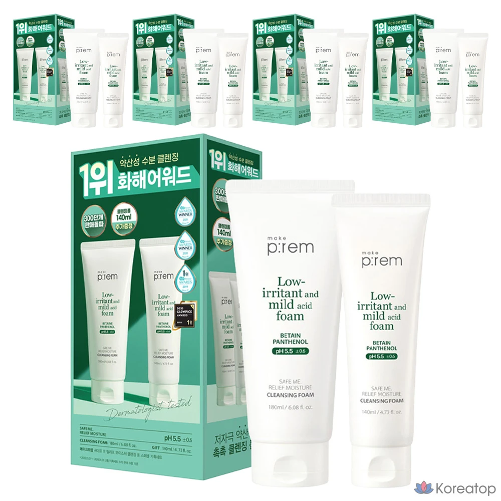 Очищающая пенка MAKE P:REM Safe Me Relief Moisture Cleansing Foam Special Set, 180 мл, 5 шт.