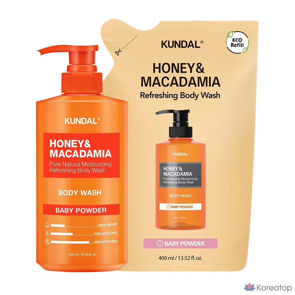 Гель для душа Kundal Honey & Macadamia Body Wash, аромат Baby Powder, 900 мл, 1 шт.
