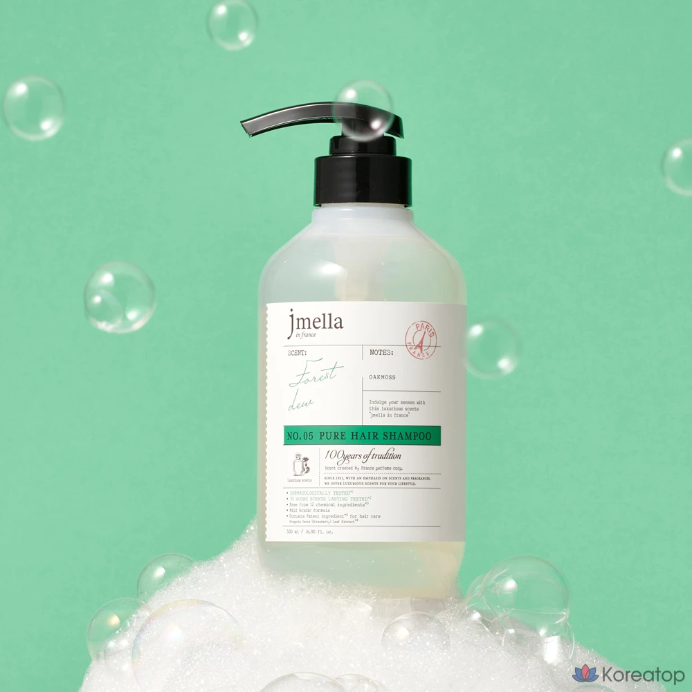 Шампунь-парфюм для волос Jmella In France Pure Forest Dew Hair Perfume Shampoo, аромат Aromatic Green, 500 мл, 1 шт.