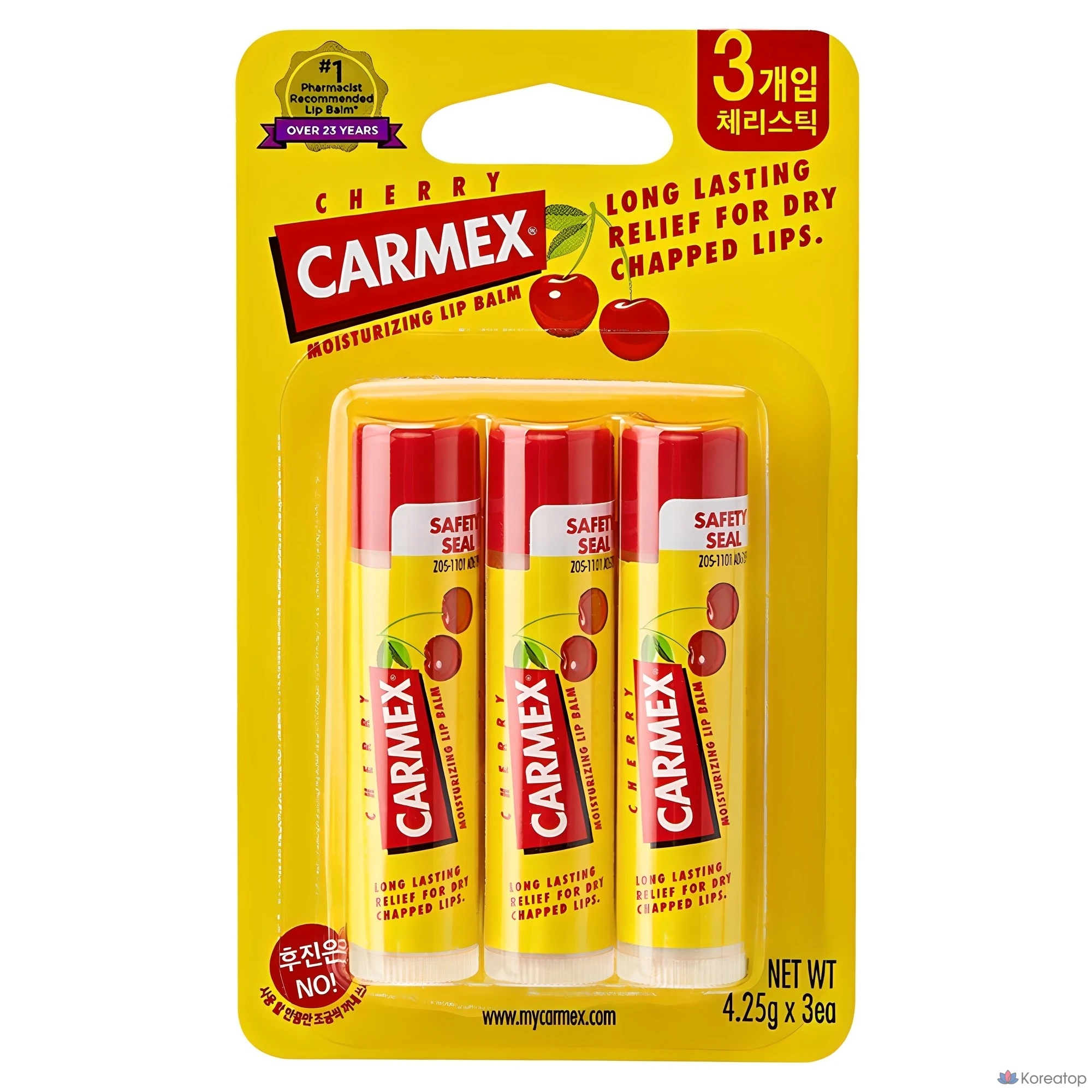 Бальзам для губ Carmex Moisturizing Lip Balm Stick, аромат Cherry, 12.75 г, 3 шт.