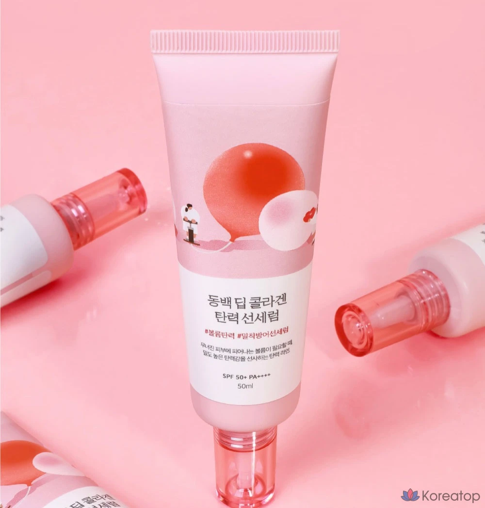 Солнцезащитный крем-сыворотка Round Lab Camellia Deep Collagen Elasticity Sun Serum SPF50+ PA++++, 50 мл, 1 шт.