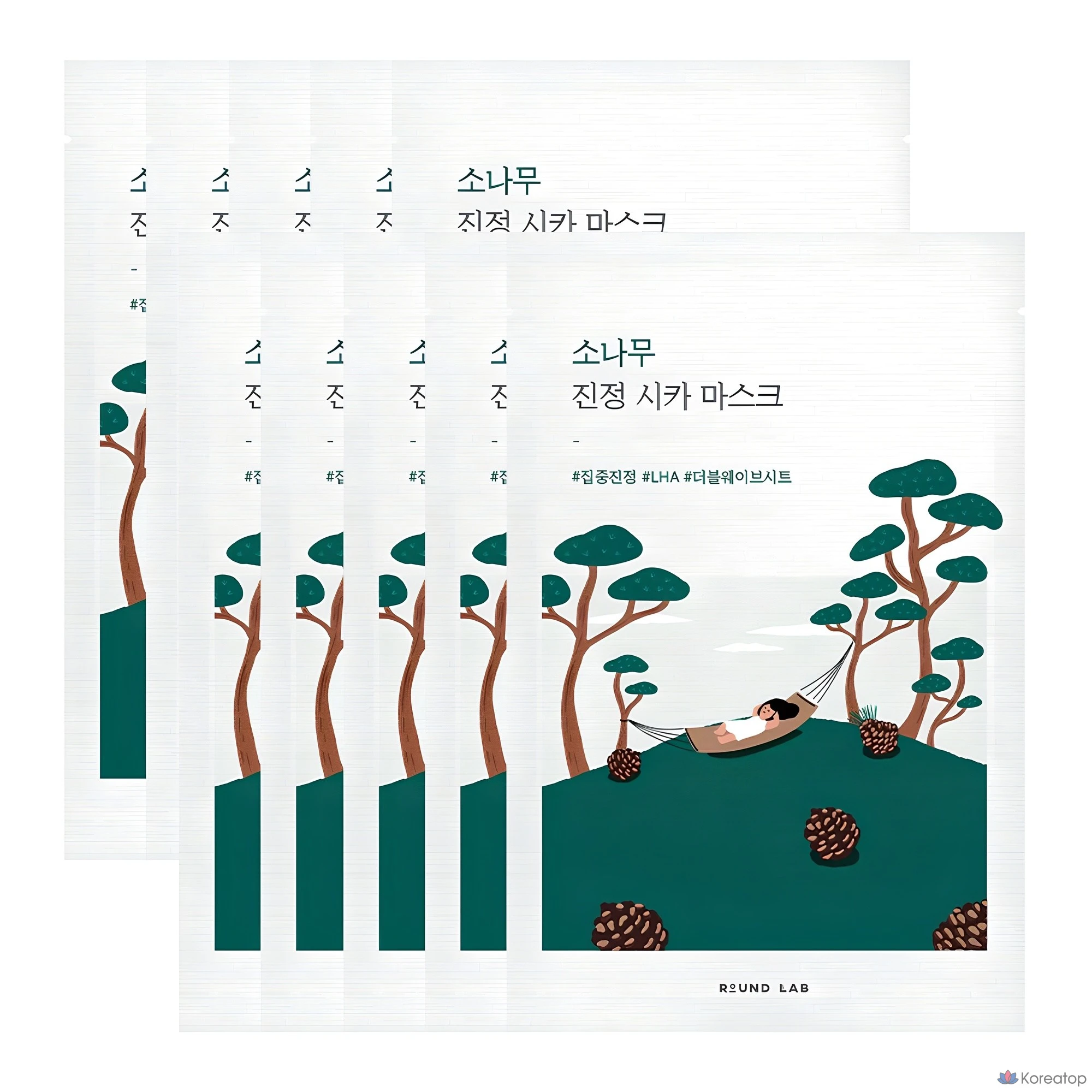 Тканевая маска для лица Round Lab Pine Tree Calming Cica Mask, 10 шт.