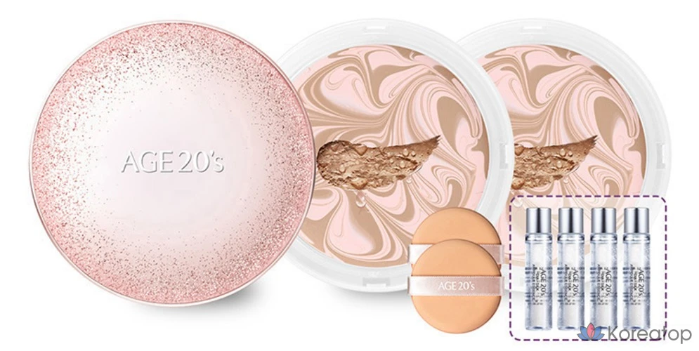 Пудра-кушон AGE 20S Essence Cover Pact Sparkle Case + Refill, оттенок Pink Beige 21, 12.5 г x 2 шт. + 10 мл x 4 шт., 1 шт., фото 2