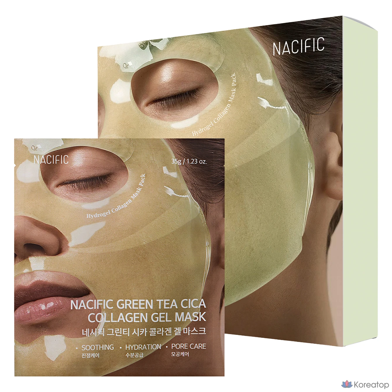 Тканевая маска для лица NACIFIC Green Tea Cica Collagen Gel Mask, 4 шт.