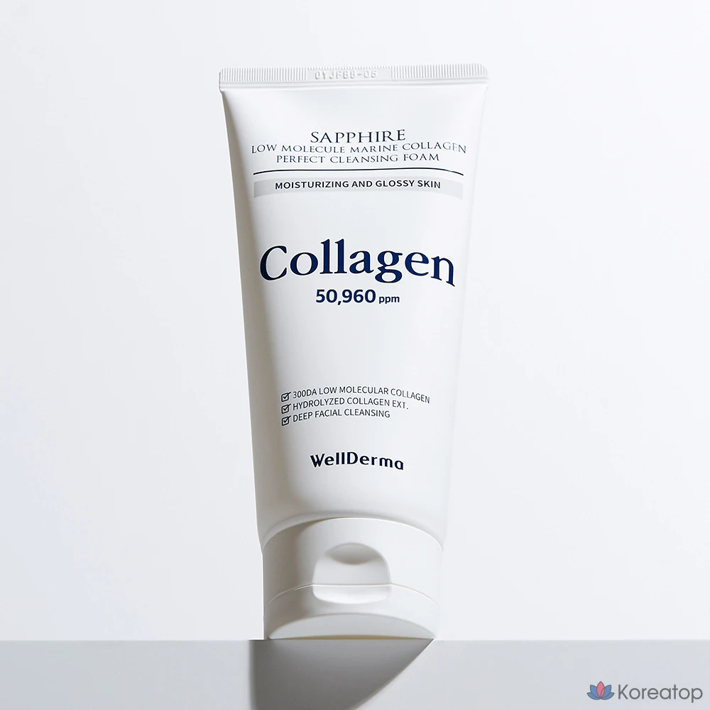 Очищающая пенка WellDerma Sapphire Low Molecular Marine Collagen Perfect Cleansing Foam, 150 г, 1 шт.
