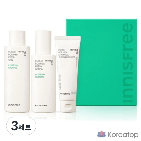 Набор для ухода Innisfree Forest for Men Fresh Skincare Set (Toner 180 мл + Lotion 140 мл + Shaving & Cleansing Foam 50 г), 3 шт.