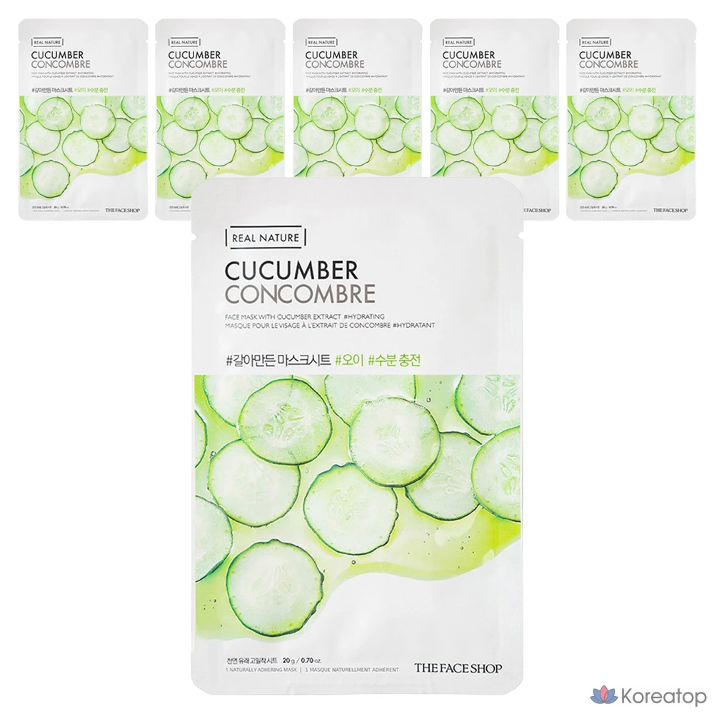 Тканевая маска для лица The Face Shop Real Nature Mask Sheet Cucumber, 6 шт.