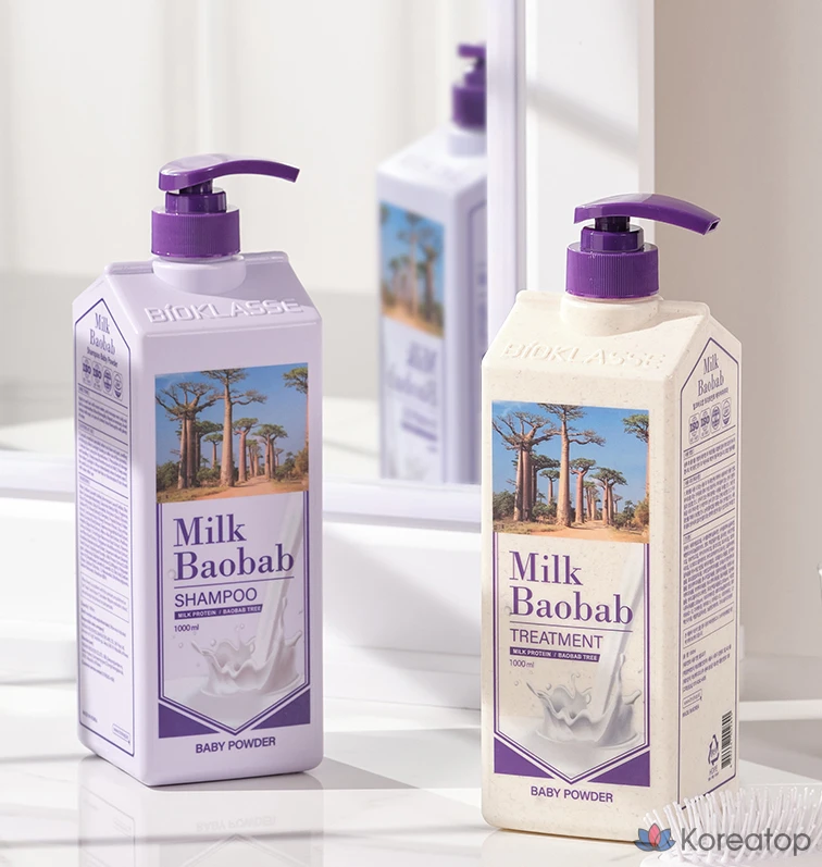 Набор для ухода Milk Baobab Bio Classe Baby Powder Shampoo + Treatment, 1000 мл x 2, 4 шт.