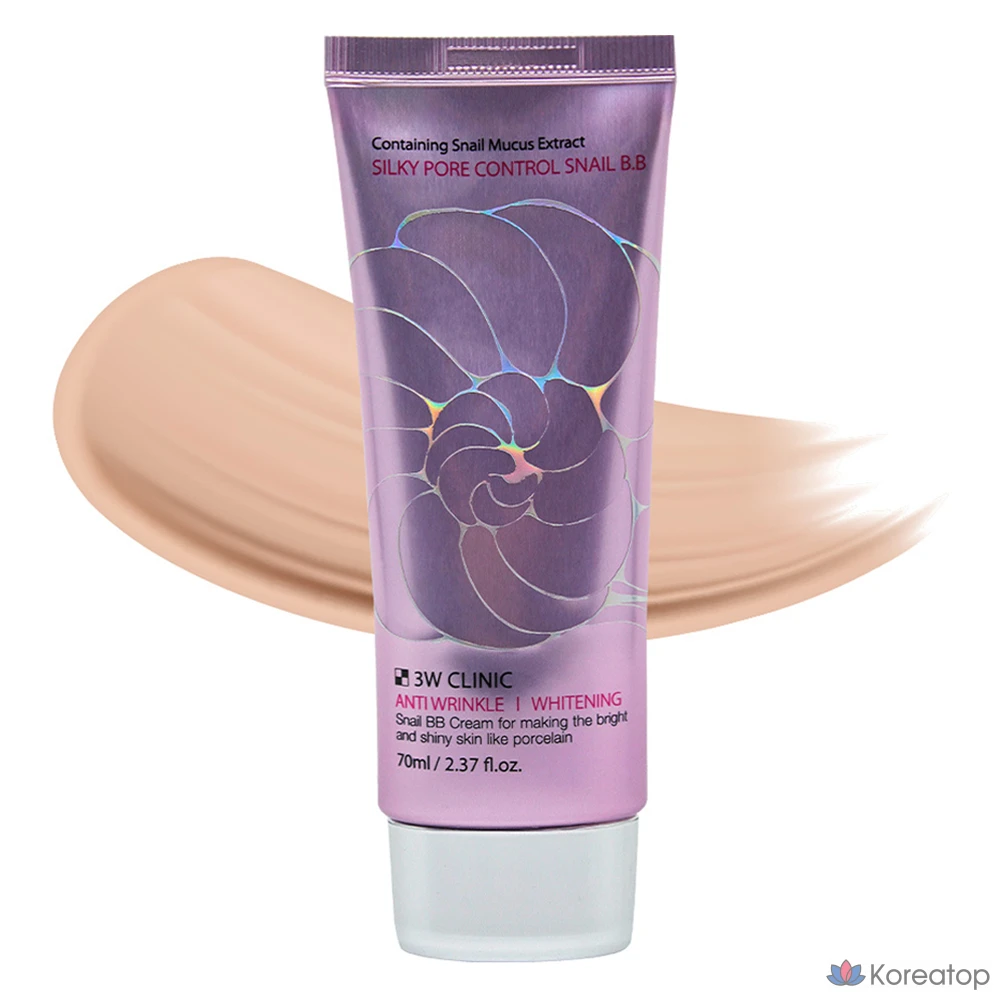Тональный крем 3W Clinic Silky Pore Control Snail BB Cream, 70 мл, 1 шт.