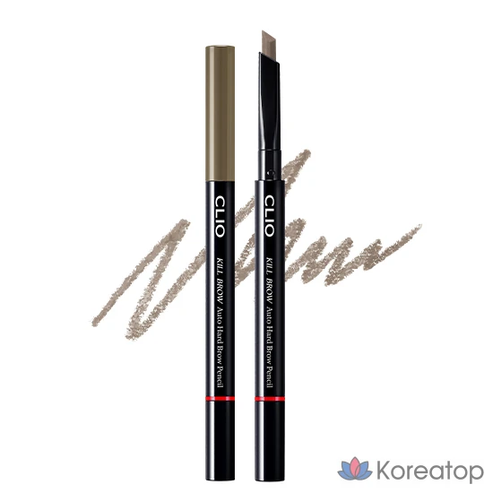 Карандаш для бровей Clio Kill Brow Auto Hard Brow Pencil 24AD, оттенок 4 Light Gray, 1 шт.